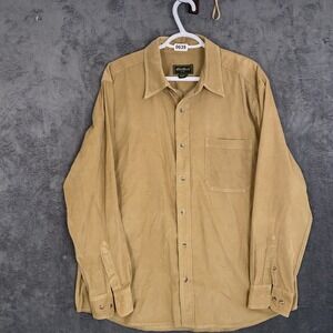 Eddie Bauer Mens Large Tan Corduroy Button Down Shirt Cotton Long Sleeve Khaki